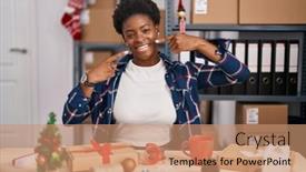  Presentation with african american dental - PPT theme enhanced with african-american-woman-working background and a coral colored foreground