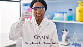 Presentation with pink ribbon - PPT theme featuring african-american-woman-working background and a light gray colored foreground