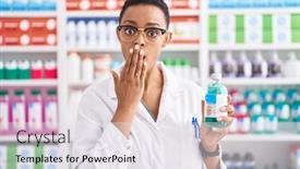  Presentation with syrup - Presentation theme enhanced with african-american-woman-working background and a sky blue colored foreground