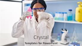  Presentation with pink ribbon - Slides having african-american-woman-working background and a light gray colored foreground