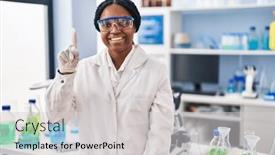  Presentation with african american woman question - Slides consisting of african-american-woman-working background and a light gray colored foreground