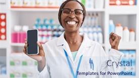  Presentation with proud american - PPT theme having african-american-woman-working background and a sky blue colored foreground