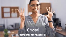  Presentation with office - Presentation design consisting of african-american-woman-working and a gray colored foreground