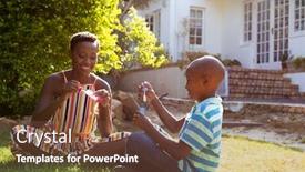  Presentation with making soap - Colorful presentation design enhanced with african-american-woman backdrop and a tawny brown colored foreground