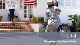  Presentation with elementary school female career day african american - Presentation enhanced with african-american-woman background and a gray colored foreground