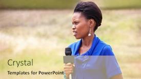  Presentation with mic - Theme consisting of african-american-woman background and a blonde colored foreground