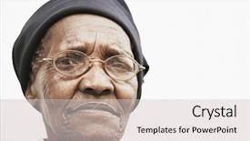  Presentation with african american women - PPT layouts featuring african american women - closeup portrait of elderly woman background and a light gray colored foreground