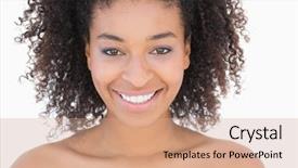  Presentation with pretty girl - Cool new presentation theme with african american women - pretty girl with afro hairstyle backdrop and a coral colored foreground