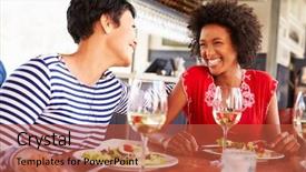  Presentation with friends eating and drinking wine - Amazing presentation design having african american women - two female friends eating backdrop and a red colored foreground