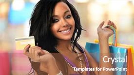 Presentation with black woman - PPT theme having african american women - young black woman with shopping background and a red colored foreground