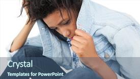  Presentation with woman sad - Colorful PPT layouts enhanced with african american women depression - close-up of a sad young backdrop and a ocean colored foreground