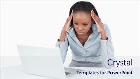  Presentation with laptop computers around the world backgroun - Beautiful PPT layouts featuring african american women depression - tired businesswoman working backdrop and a lemonade colored foreground