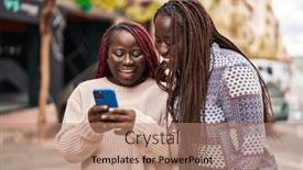  Presentation with african american women - Slides enhanced with african-american-women-friends-smiling background and a coral colored foreground