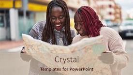  Presentation with african american women - Presentation theme enhanced with african-american-women-friends-smiling background and a soft green colored foreground