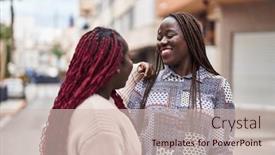  Presentation with african american women - Theme with african-american-women-friends-standing background and a soft green colored foreground