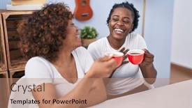  Presentation with african american women - Slide deck consisting of african-american-women-mother background and a  colored foreground