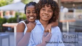  Presentation with african american women - Presentation theme enhanced with african-american-women-mother background and a light blue colored foreground