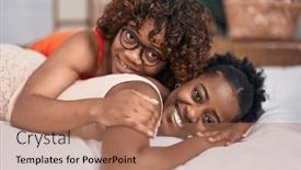  Presentation with african american women - PPT theme having african-american-women-mother background and a coral colored foreground