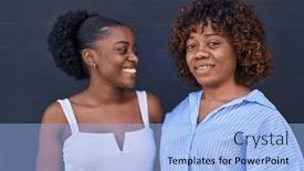  Presentation with african american women - Presentation theme enhanced with african-american-women-mother and a light blue colored foreground