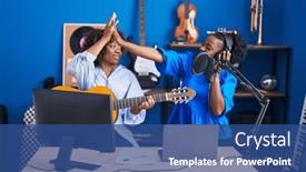  Presentation with african american women - Presentation theme with african-american-women-musicians-high background and a ocean colored foreground