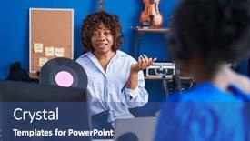  Presentation with music vinyl - Theme having african-american-women-musicians-holding background and a  colored foreground
