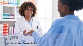  Presentation with for african american women heart disease - Slide set having african-american-women-pharmacist background and a light blue colored foreground