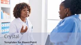  Presentation with african american women - PPT layouts consisting of african-american-women-pharmacist background and a light blue colored foreground
