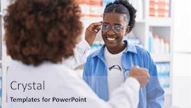  Presentation with african american women - Slide deck enhanced with african-american-women-pharmacist background and a sky blue colored foreground