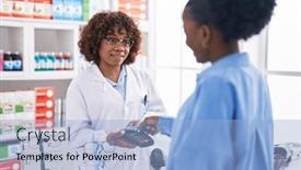  Presentation with african american women - PPT theme consisting of african-american-women-pharmacist background and a light blue colored foreground