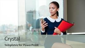  Presentation with afro - Slides with african american women professional - afro business woman sitting near background and a light gray colored foreground
