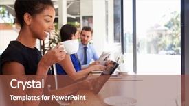  Presentation with using digital tablet - Audience pleasing slide deck consisting of african american women professional - businesswoman using digital tablet backdrop and a tawny brown colored foreground