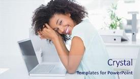  Presentation with break up divorce shared custody - Audience pleasing PPT layouts consisting of african american women professional - happy businesswoman taking a break backdrop and a sky blue colored foreground