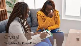  Presentation with african american patient - PPT theme consisting of african-american-women-psychologist background and a coral colored foreground