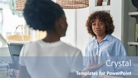  Presentation with african american women - Presentation design featuring african-american-women-shop-assistant background and a light blue colored foreground