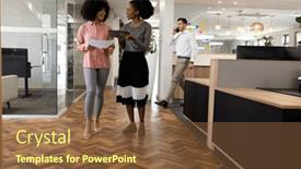  Presentation with corporation - PPT theme with african-american-women-with-document background and a tawny brown colored foreground