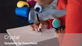  Presentation with african american business - Presentation design featuring african-american-young-female-fashion background and a gray colored foreground