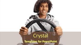  Presentation with car seat - PPT theme having african-american-young-male-driver background and a  colored foreground