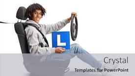  Presentation with white plate - Presentation theme enhanced with african-american-young-man-holding background and a  colored foreground