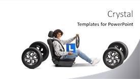  Presentation with car seat - Slide deck with african-american-young-man and a white colored foreground