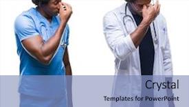  Presentation with nurse stress - Cool new slides with african american young surgeon nurse backdrop and a light blue colored foreground