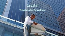  Presentation with surveying - Presentation featuring african-american young urban professional architect surveying the city background and a ocean colored foreground