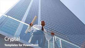  Presentation with surveying - Cool new slide set with african-american young urban professional architect surveying the city backdrop and a seafoam green colored foreground