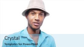  Presentation with isolated paw prints over white - Theme with african americans art - young brazlian man background and a light blue colored foreground