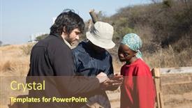  Presentation with outdoors - Presentation design featuring african-and-caucasian-man-outdoors background and a tawny brown colored foreground