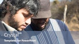  Presentation with outdoors - Slide set having african-and-caucasian-man-outdoors background and a ocean colored foreground