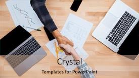  Presentation with shaking hands - Beautiful PPT layouts featuring african and caucasian men shaking backdrop and a lemonade colored foreground