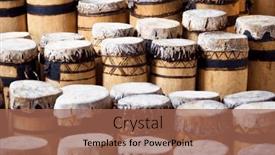  Presentation with tourists - Theme featuring african-art-souvenirs-for-tourists background and a coral colored foreground