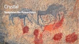  Presentation with rock painting - Audience pleasing PPT theme consisting of african artwork - bushmen san rock painting backdrop and a coral colored foreground
