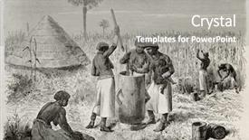  Presentation with village women - PPT layouts having african artwork - old illustration of women crushing background and a gray colored foreground