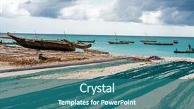  Presentation with fishing boats - Slides enhanced with african beach with boat background and a ocean colored foreground